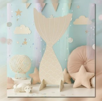 Painel calda de sereia 1.20 cm fundo do mar em mdf