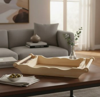 Bandeja alça palito em madeira pinus